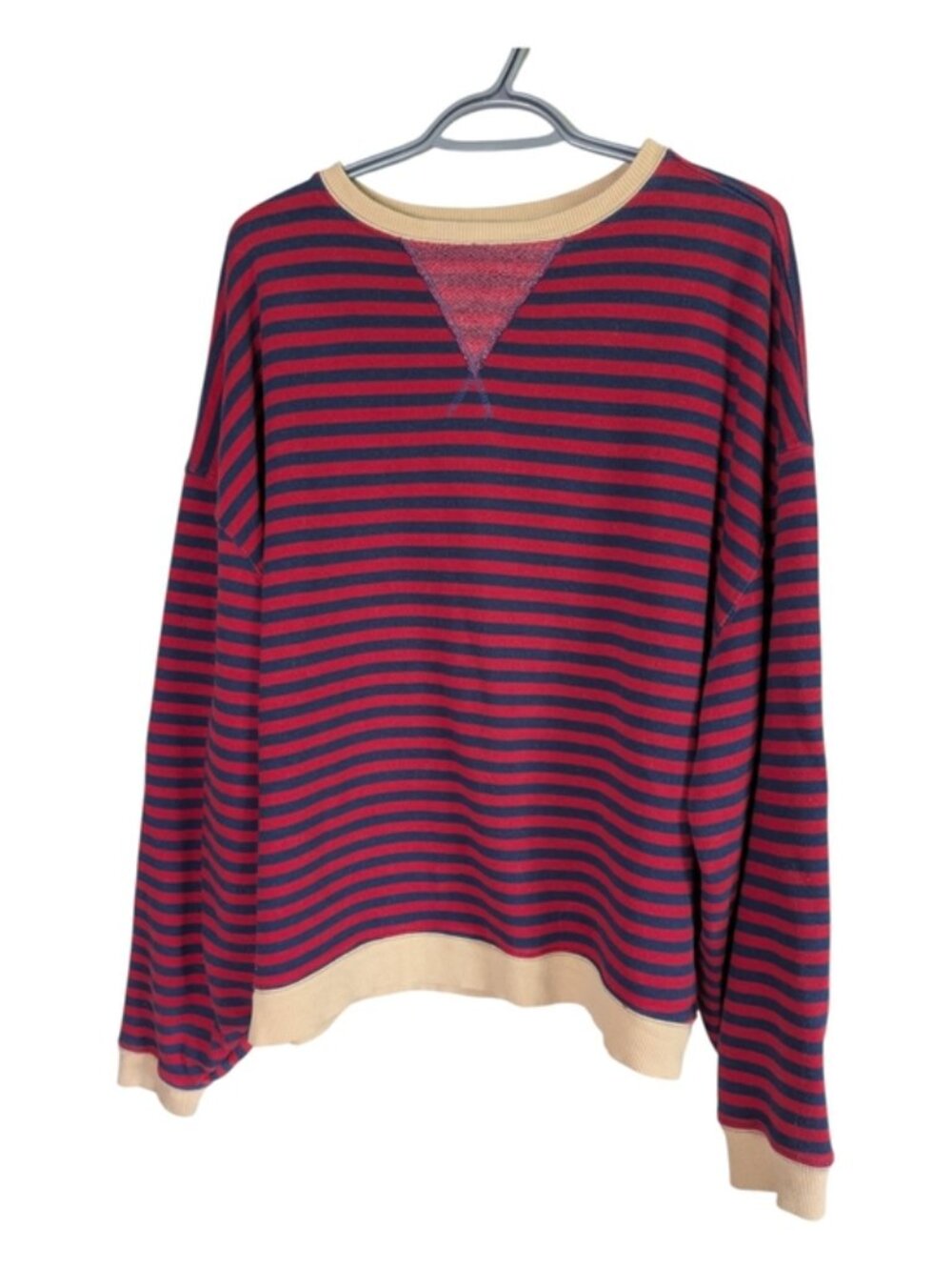 We The Free Classic Striped Crewneck Sweatshirt Oversized Red/Navy 90s Y2K Sz Sm